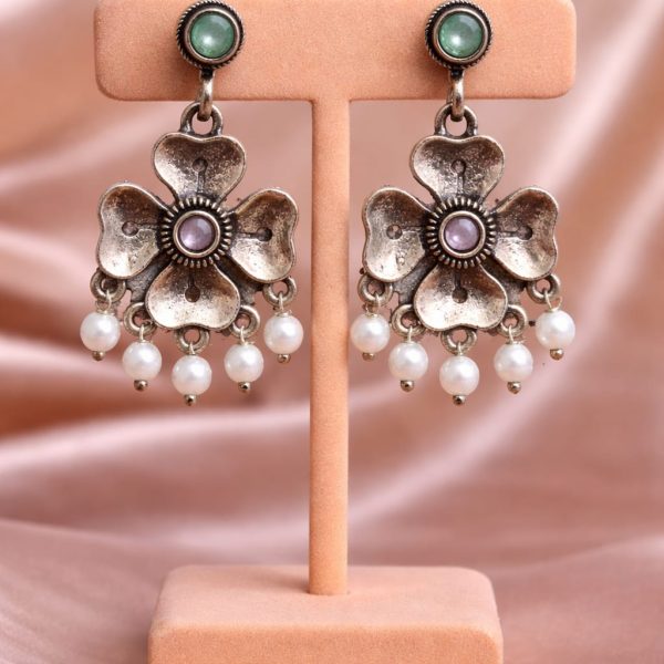 Floral Pearl Drop Earrings