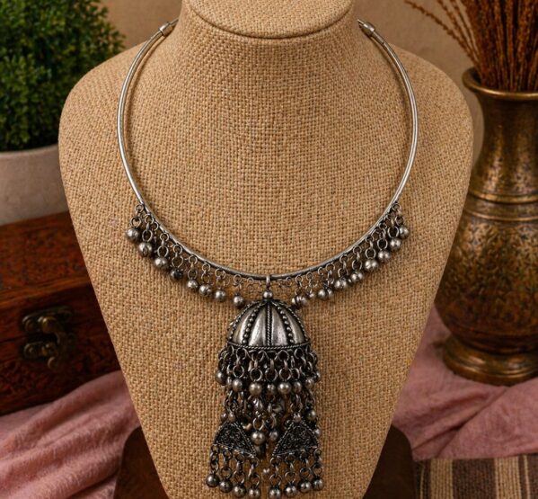 Afghani Jhumka Drop Hansli Necklace