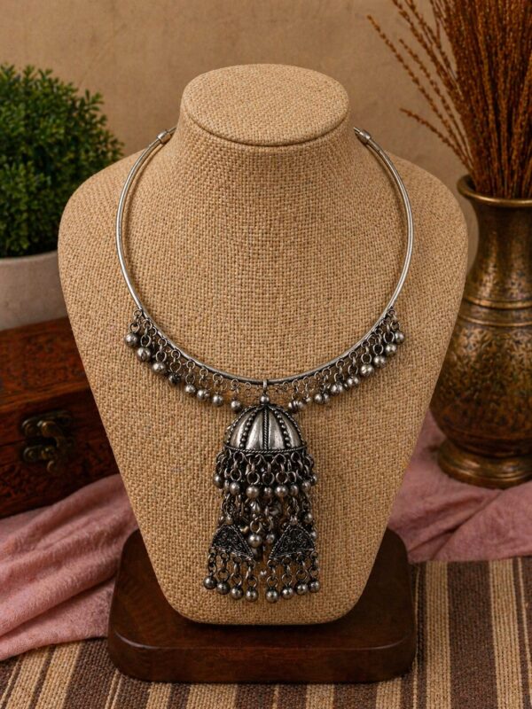 Afghani Jhumka Drop Hansli Necklace