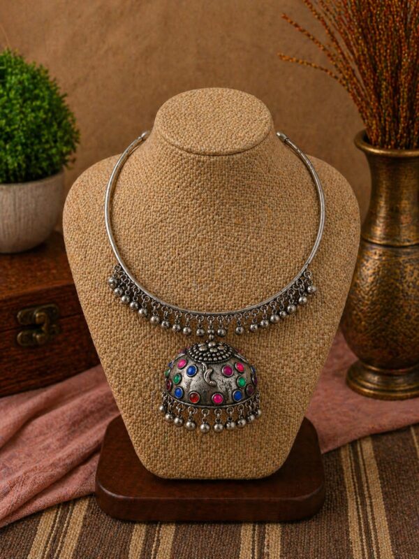 Afghani Multicolor Jhumka Hansli Necklace