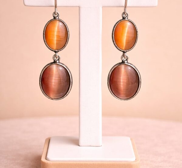 Amber Glow Dual Cat’s Eye Earrings