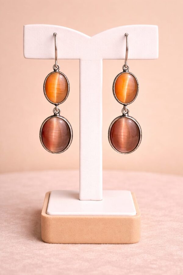 Amber Glow Dual Cat’s Eye Earrings
