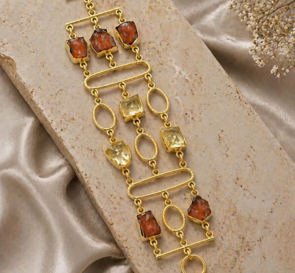 Amber Glow Dual-Tone Stone Bracelet