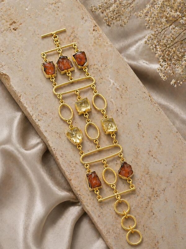 Amber Glow Dual-Tone Stone Bracelet