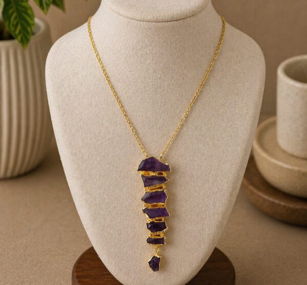 Amethyst Layered Statement Pendant Necklace