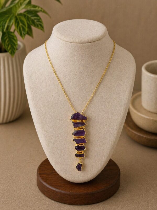Amethyst Layered Statement Pendant Necklace