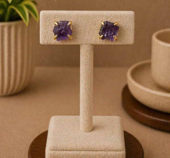 Amethyst Raw Stud Earrings