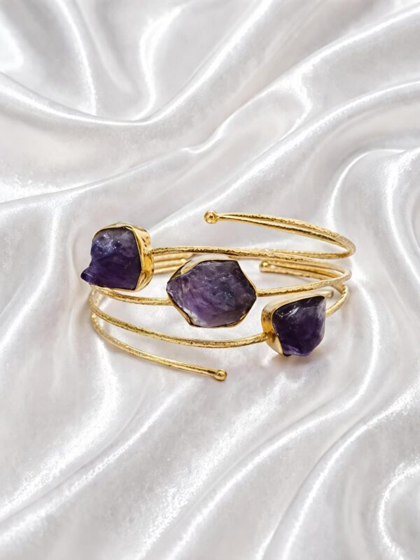 Amethyst Trio Stone Gold Cuff