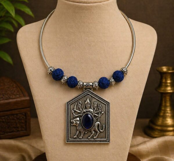 Blue Ambe Maa Statement Hansli Necklace