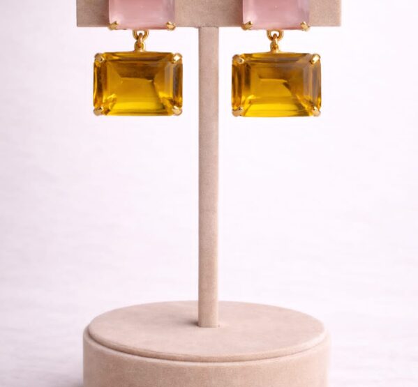 Blush Citrine Double Drop Earrings