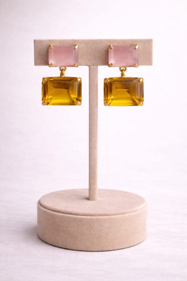Blush Citrine Double Drop Earrings