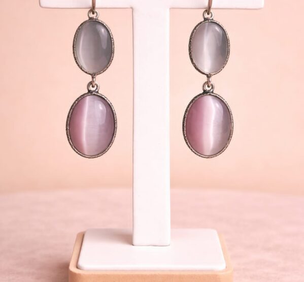 Blush Grey Cat’s Eye Drop Earrings