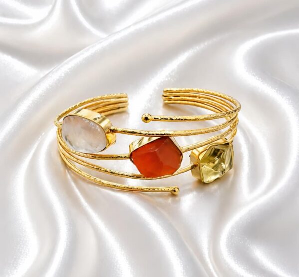 Carnelian Lemon Quartz Moonstone Cuff
