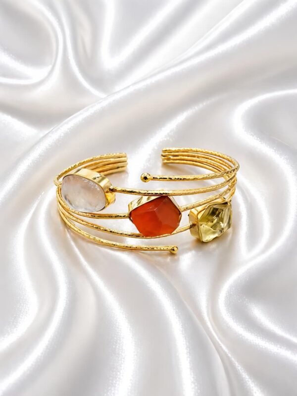 Carnelian Lemon Quartz Moonstone Cuff