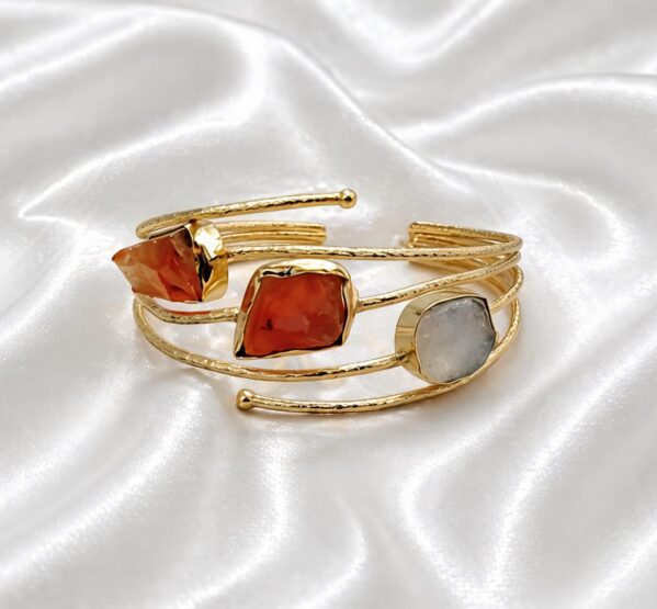 Carnelian Moonstone Trio Cuff