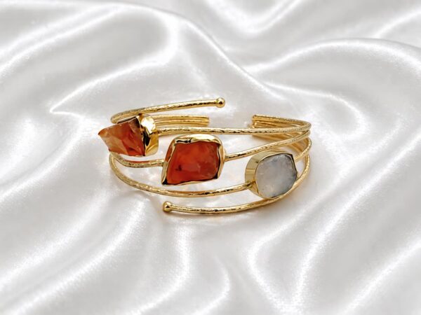 Carnelian Moonstone Trio Cuff
