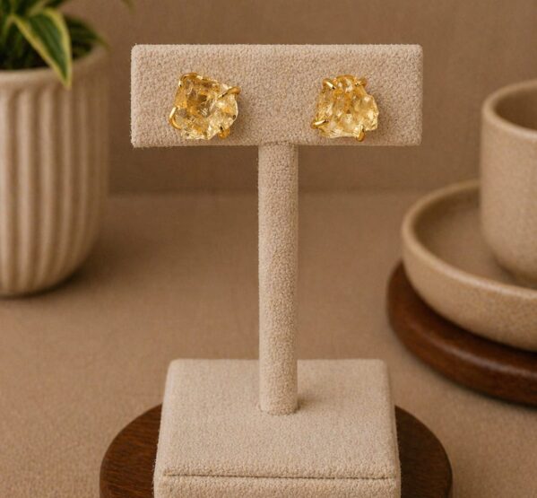 Citrine Raw Stone Stud Earrings