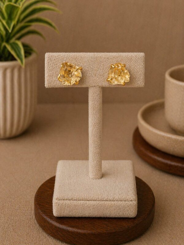 Citrine Raw Stone Stud Earrings