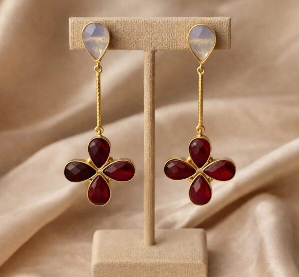 Crimson Bloom Drop Earrings