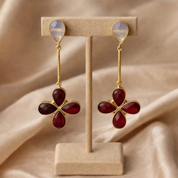 Crimson Bloom Drop Earrings