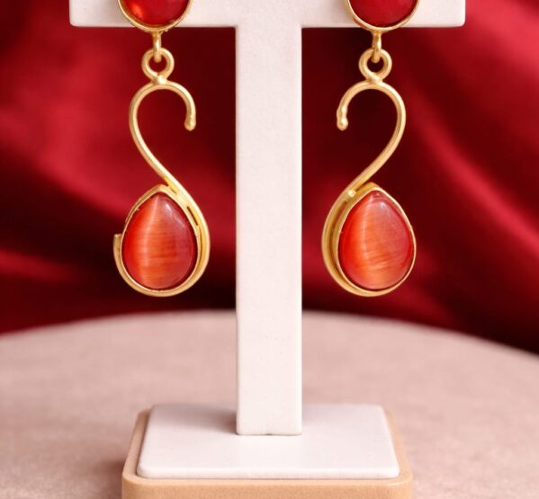 Crimson Curve Drop Earrings