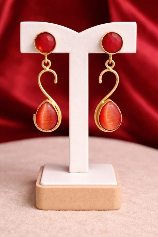 Crimson Curve Drop Earrings