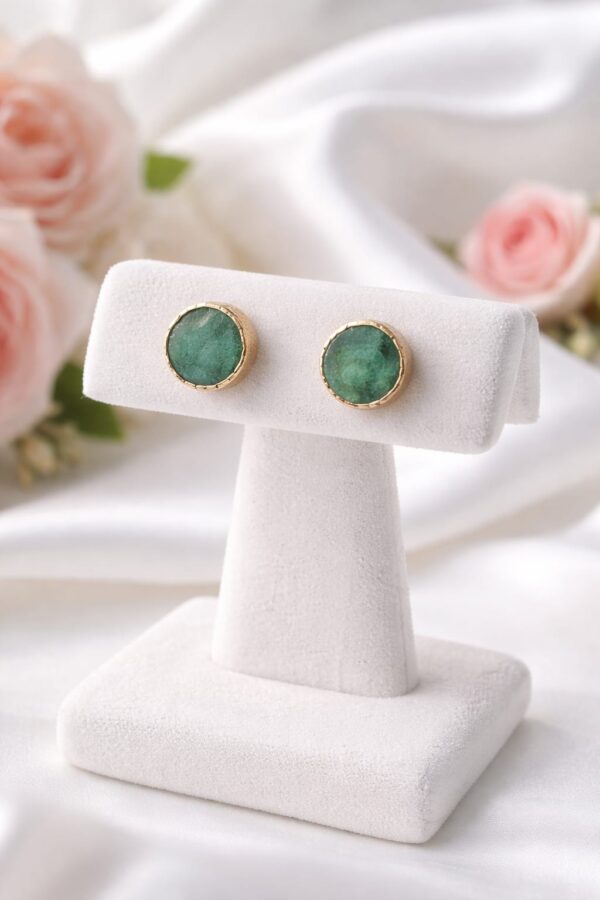 Daily Wear Green Stone Stud Earrings
