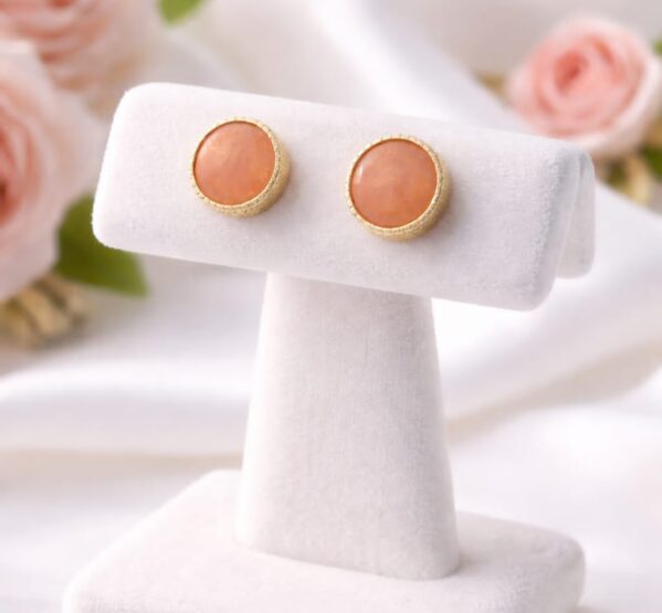Daily Wear Peach Carnelian Stud Earrings