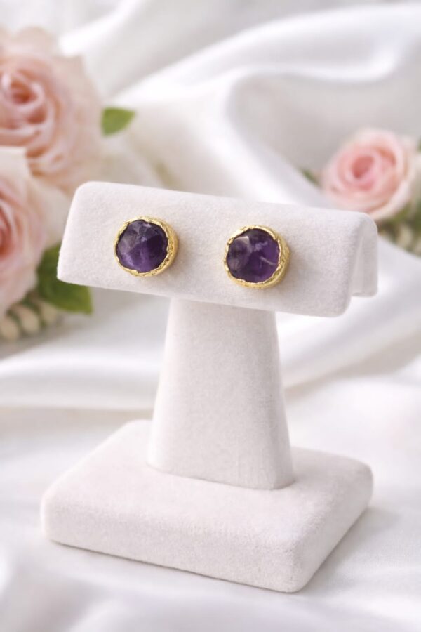 Daily Wear Raw Amethyst Stud Earrings