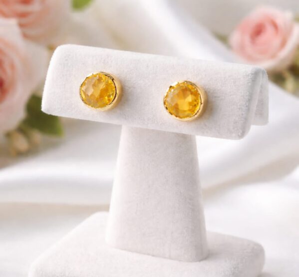 Daily Wear Raw Citrine Stud Earrings