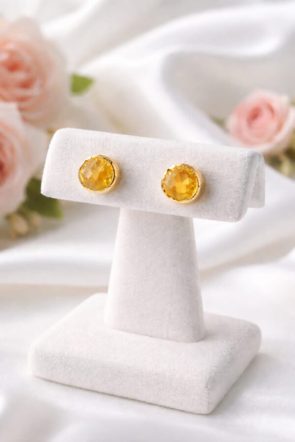 Daily Wear Raw Citrine Stud Earrings