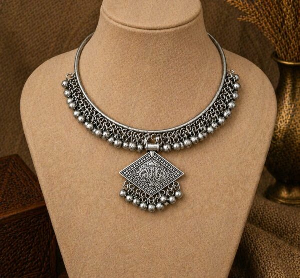 Diamond Motif Tribal Hansli Necklace
