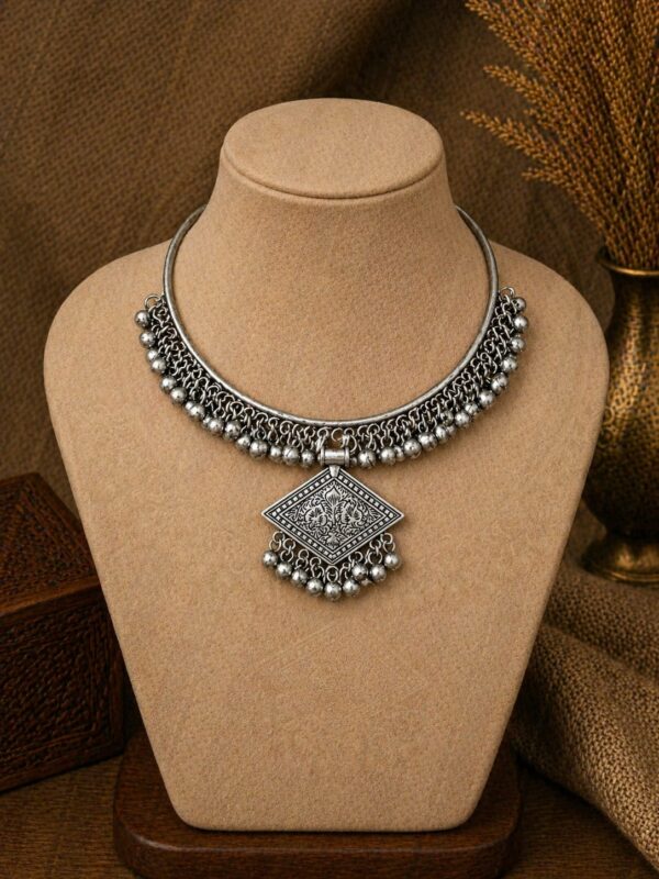 Diamond Motif Tribal Hansli Necklace