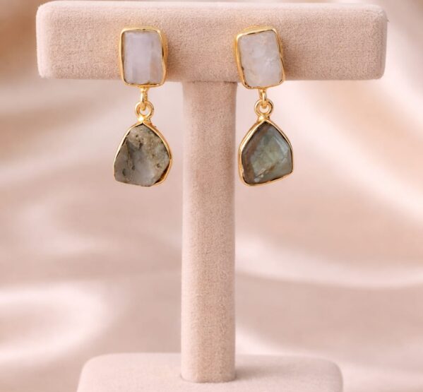 Dual Stone Irregular Drop Earrings