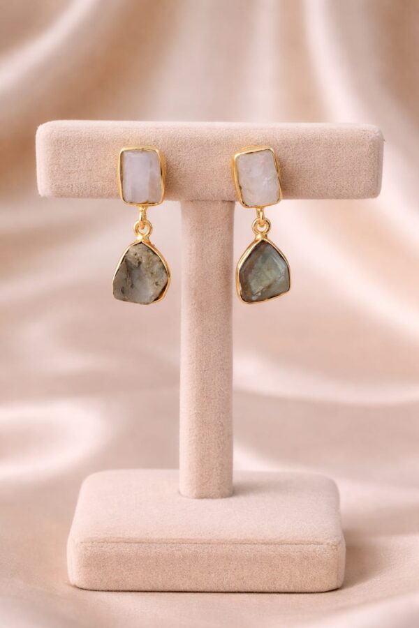 Dual Stone Irregular Drop Earrings