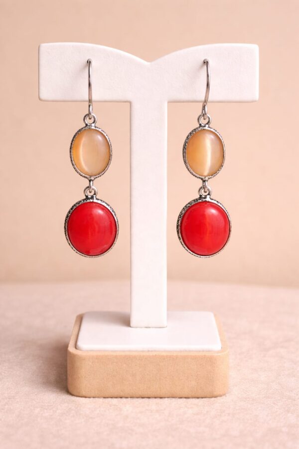 Dual Tone Cat’s Eye Drop Earrings