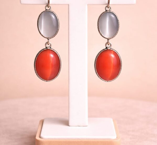 Dual Tone Cat’s Eye Elegance Earrings