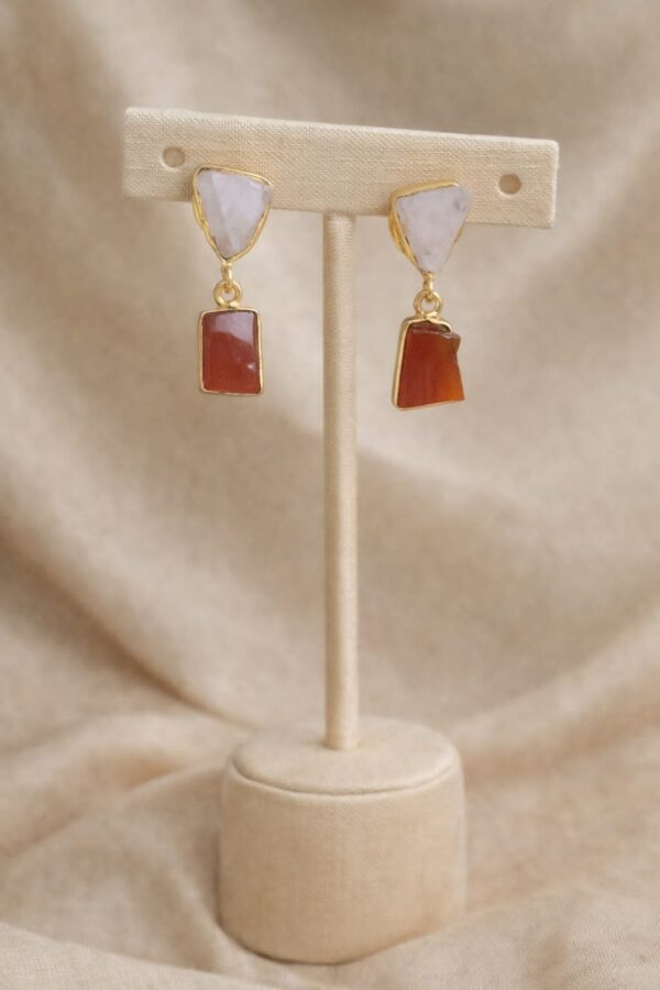 Dual Tone Quartz & Carnelian Drop Earrings