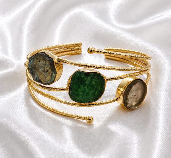 Emerald Green Multi-Stone Gold Cuff