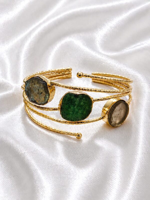 Emerald Green Multi-Stone Gold Cuff