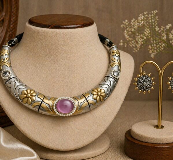 Floral Stone Antique Choker Set