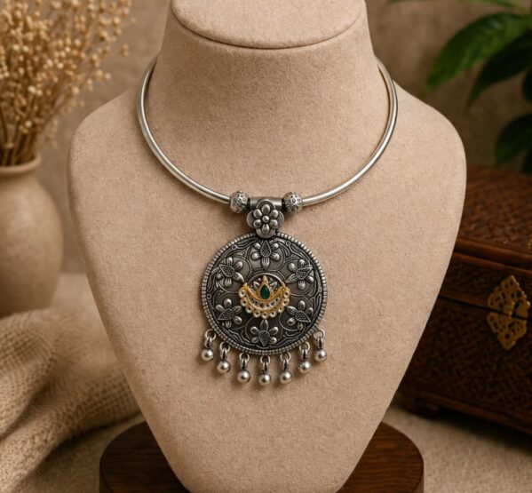 Floral Tribal Hansli Necklace