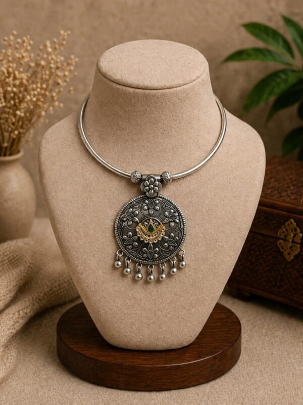 Floral Tribal Hansli Necklace