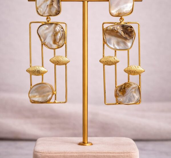 Geometric Mother Of Pearl Statement Earrings
