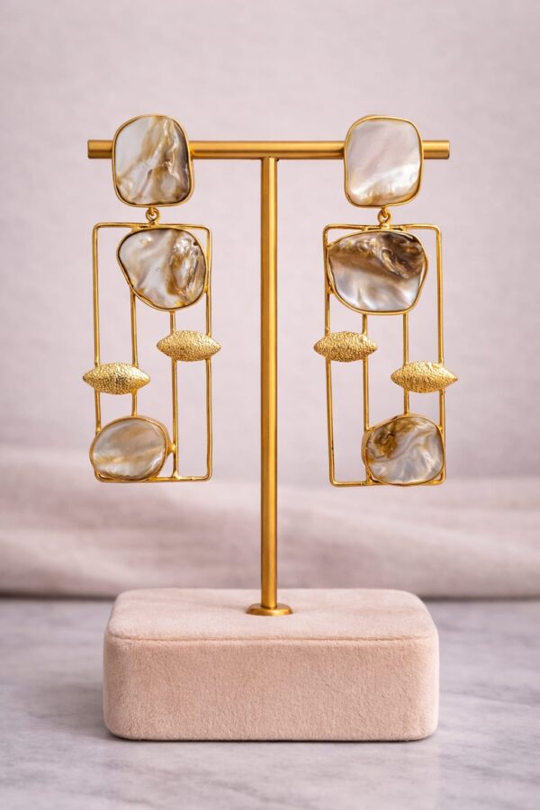 Geometric Mother Of Pearl Statement Earrings