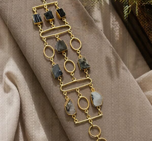 Geometric Multi-Stone Statement Bracelet