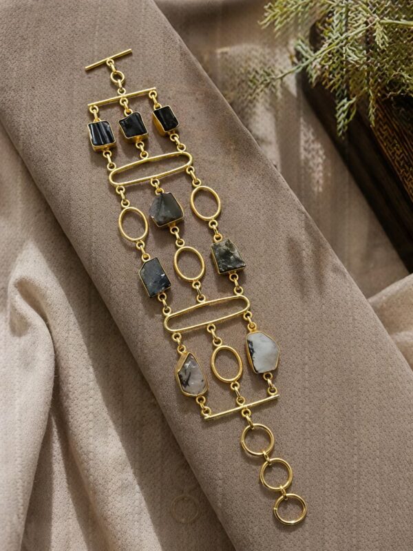Geometric Multi-Stone Statement Bracelet