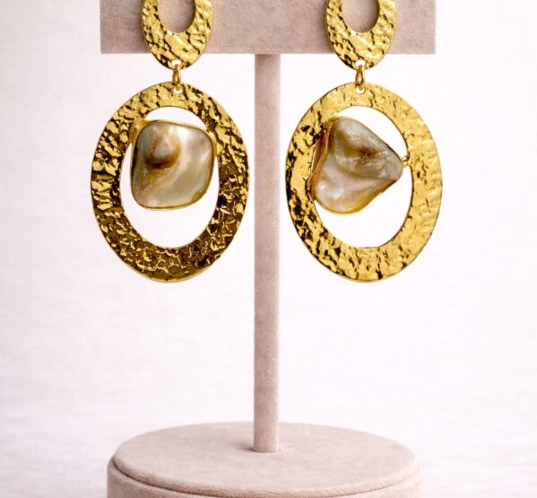 Golden Pearl Frame Statement Earrings