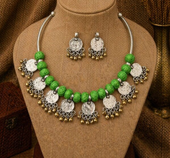 Green Thread Coin Fringe Hansli Set