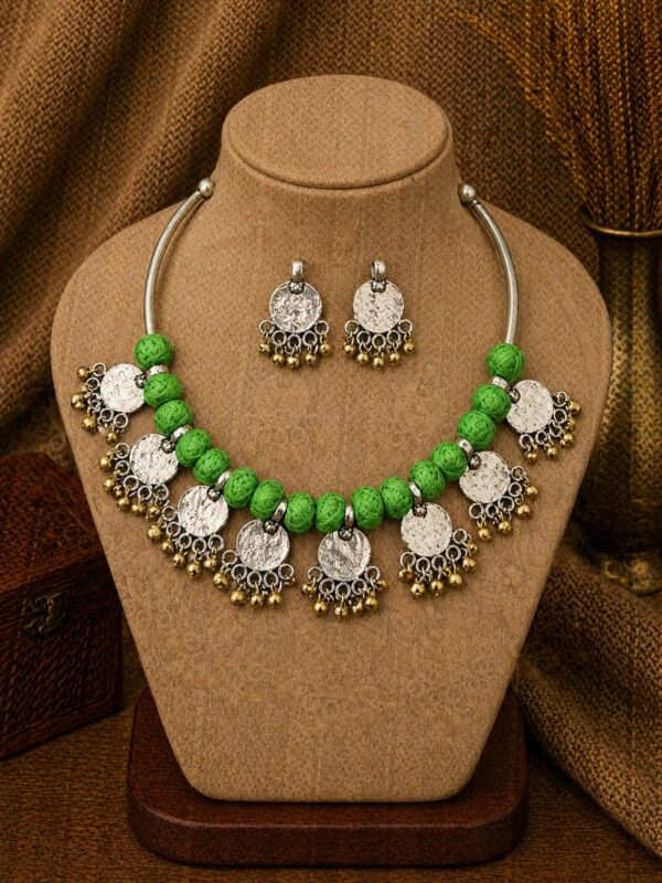 Green Thread Coin Fringe Hansli Set